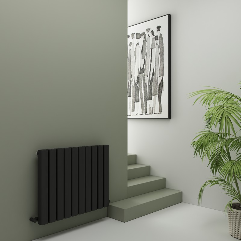 Carisa "Vesta" Textured Black Aluminium Designer Horizontal Radiators (3 Sizes)