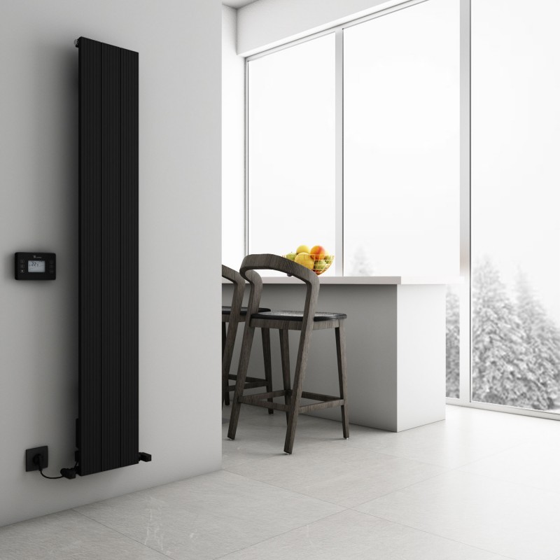 Carisa "Boreas M" Textured Black Aluminium Dual Fuel Radiators (4 Sizes)
