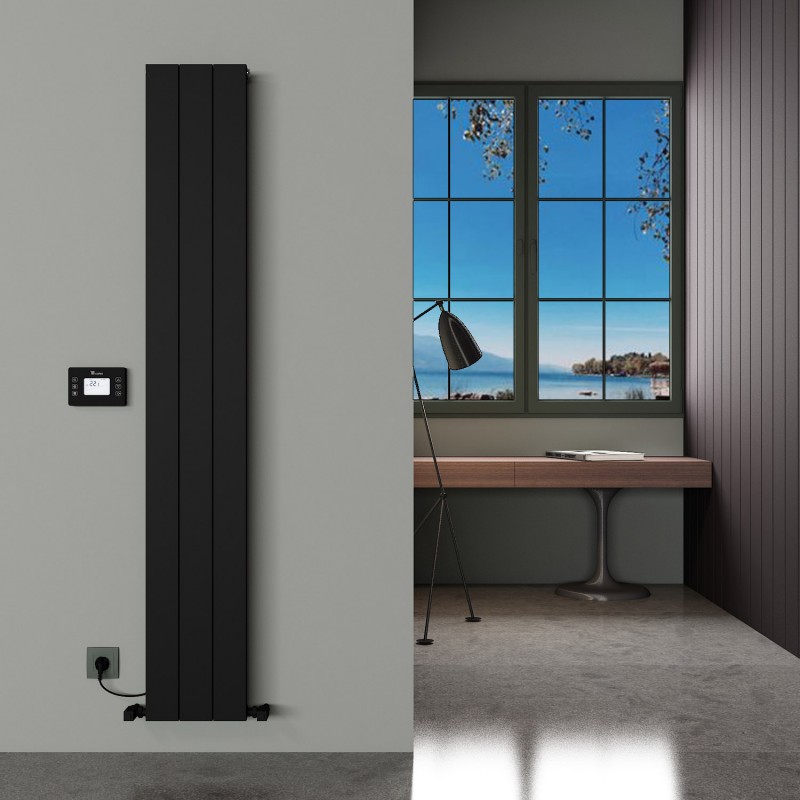 Carisa "Boreas N" Textured Black Aluminium Dual Fuel Radiators (4 Sizes)