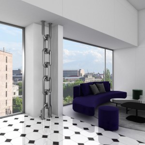 Carisa Link Floor Brushed OR Polished Stainless Steel Designer Towel Rail Radiator