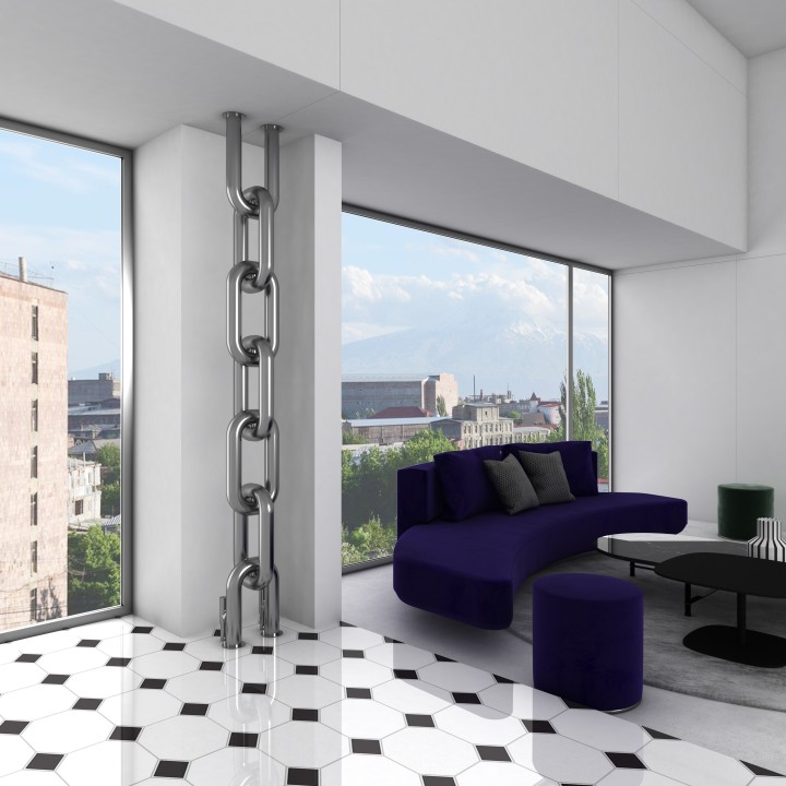 Carisa Link Floor Brushed OR Polished Stainless Steel Designer Towel Rail Radiator