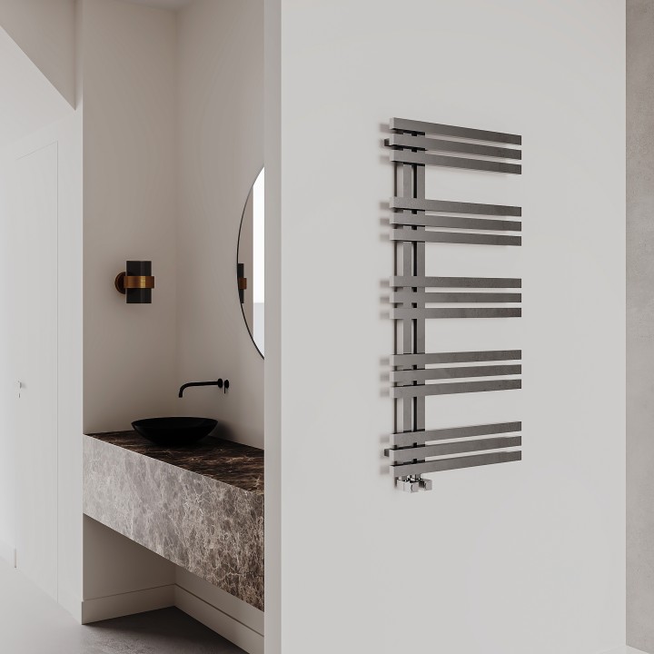 500mm (W) x 1000mm (H) Carisa Alias Polished or Brushed Stainless Steel Designer Towel Rail Radiator