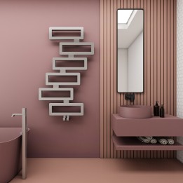 800mm (W) x 1280mm (H) Carisa Domino Polished or Brushed Stainless Steel Designer Towel Rail Radiator