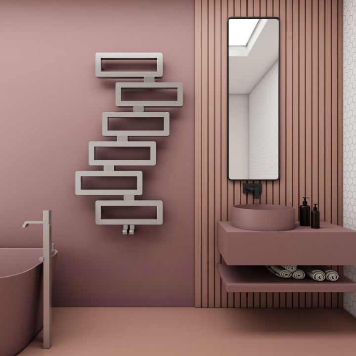 800mm (W) x 1280mm (H) Carisa Domino Polished or Brushed Stainless Steel Designer Towel Rail Radiator