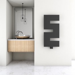 Carisa Stirling Textured Black Designer Towel Rail Radiators (2 Sizes)