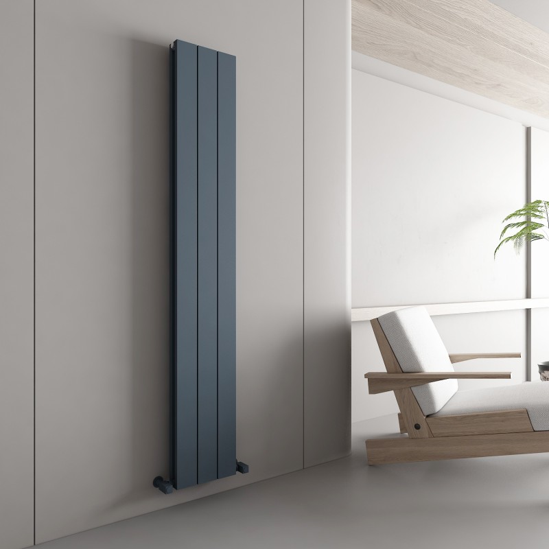 Carisa "Nemo Double" Textured Anthracite Aluminium Vertical Designer Radiators (5 Sizes)