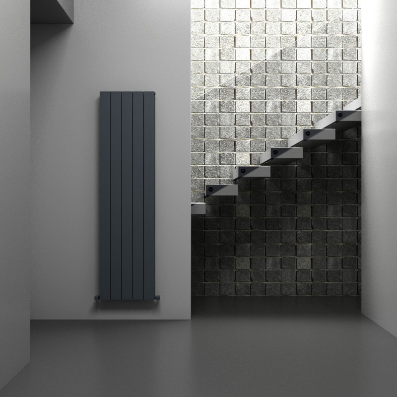 Carisa "Nemo Double" Textured Anthracite Aluminium Vertical Designer Radiators (5 Sizes)