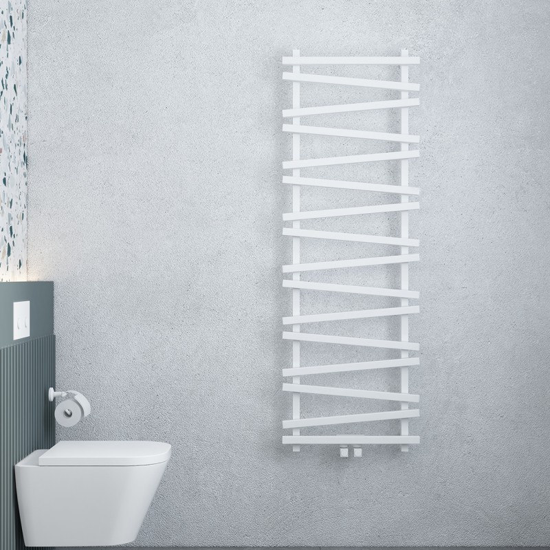 Carisa "Vivek" Textured White Aluminium Designer Towel Rails (3 Sizes)