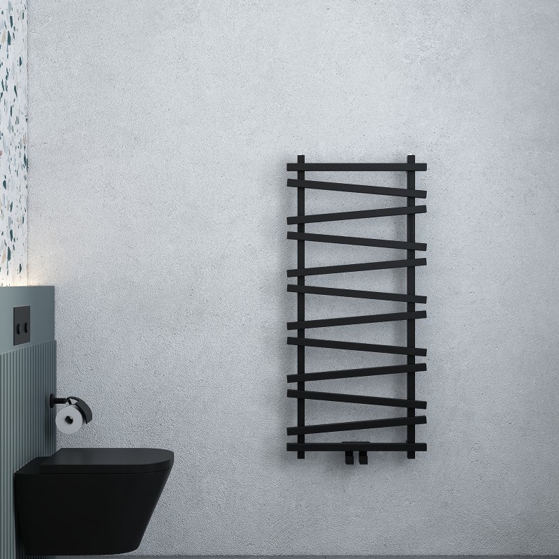 Carisa "Vivek" Textured Black Aluminium Designer Towel Rails (3 Sizes)