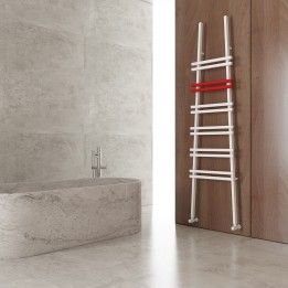 Carisa Jacobs W Textured White and Red Aluminium Designer Towel Rail