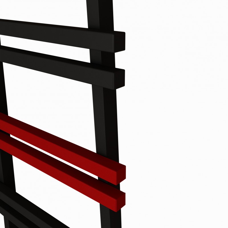 Carisa "Jacobs W" Textured Black and Red Aluminium Designer Towel Rail