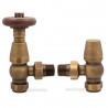 Antique Brass Angled Traditional Thermostatic Valves for Radiators & Towel Rails - Front On