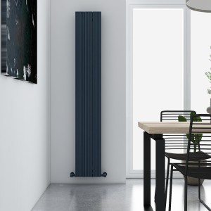 Carisa "Monza Double" Textured Anthracite Aluminium Vertical Designer Radiators (5 Sizes)