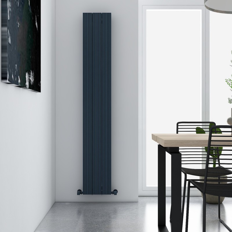 Carisa "Monza Double" Textured Anthracite Aluminium Vertical Designer Radiators (5 Sizes)