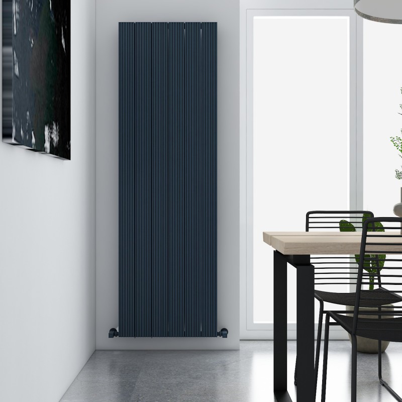 Carisa "Monza Double" Textured Anthracite Aluminium Vertical Designer Radiators (5 Sizes)