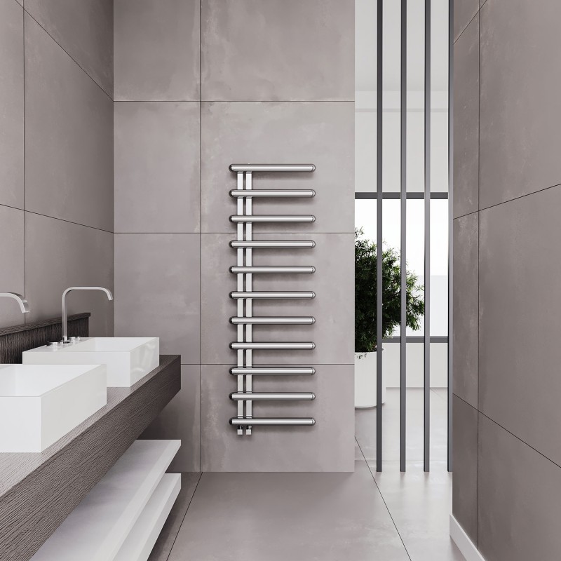 500mm (w) x 1500mm (h) Carisa "Ivor" Brushed OR Polished Stainless Steel Designer Towel Rail