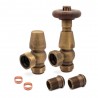 Antique Brass Angled Traditional Thermostatic Valves for Radiators & Towel Rails - Components