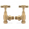 Angled Brass "Cross Head" Traditional Valves for Radiators & Towel Rails (Pair)