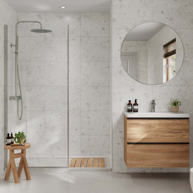 Large Tile White Terrazzo - Bathroom Panels