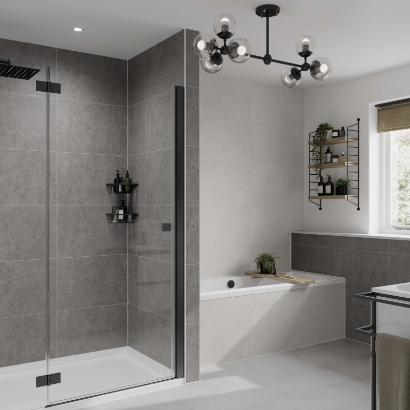 Large Tile Grey Mineral - Bathroom Panels