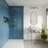 Herringbone Tile Misty Blue - Bathroom Panels