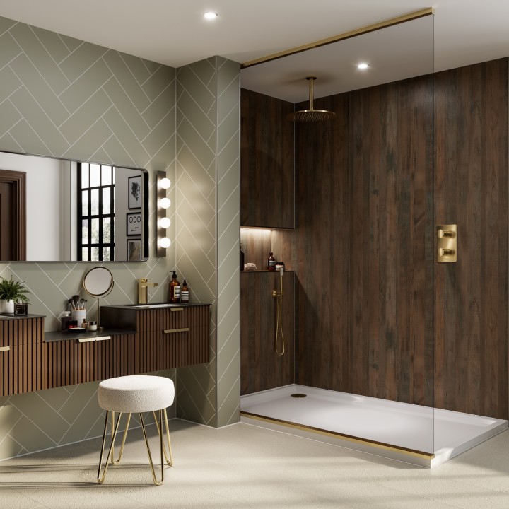 Herringbone Tile Sage Green - Bathroom Panels