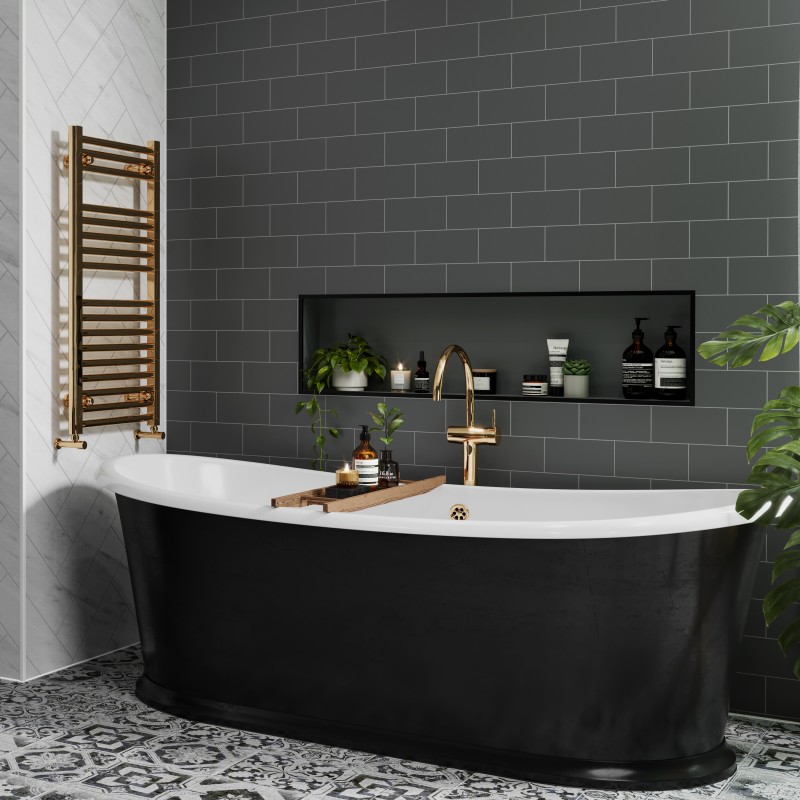 Metro Tile Monument Grey - Bathroom Panels