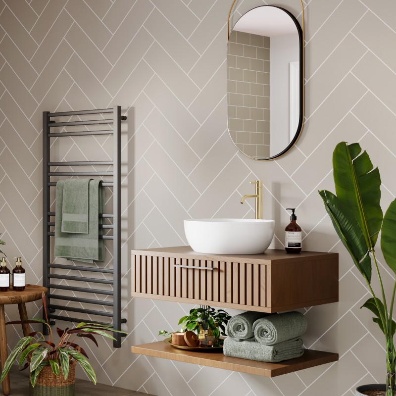 Herringbone Tile Taupe Grey - Bathroom Panels