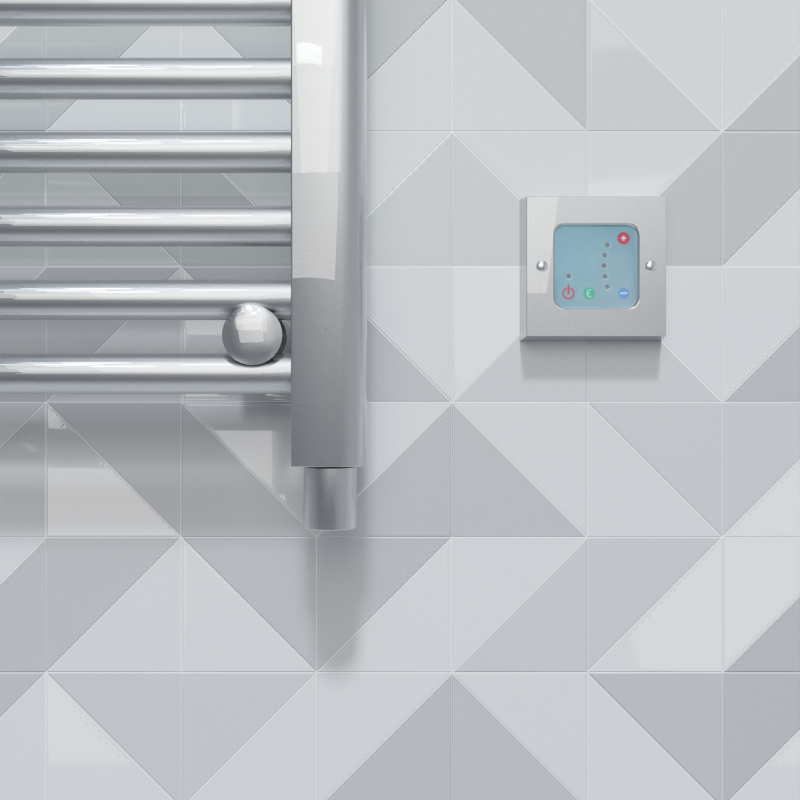 Silver Thermostatic Wall Controller for Electric Towel Rails or Radiators - Insitu