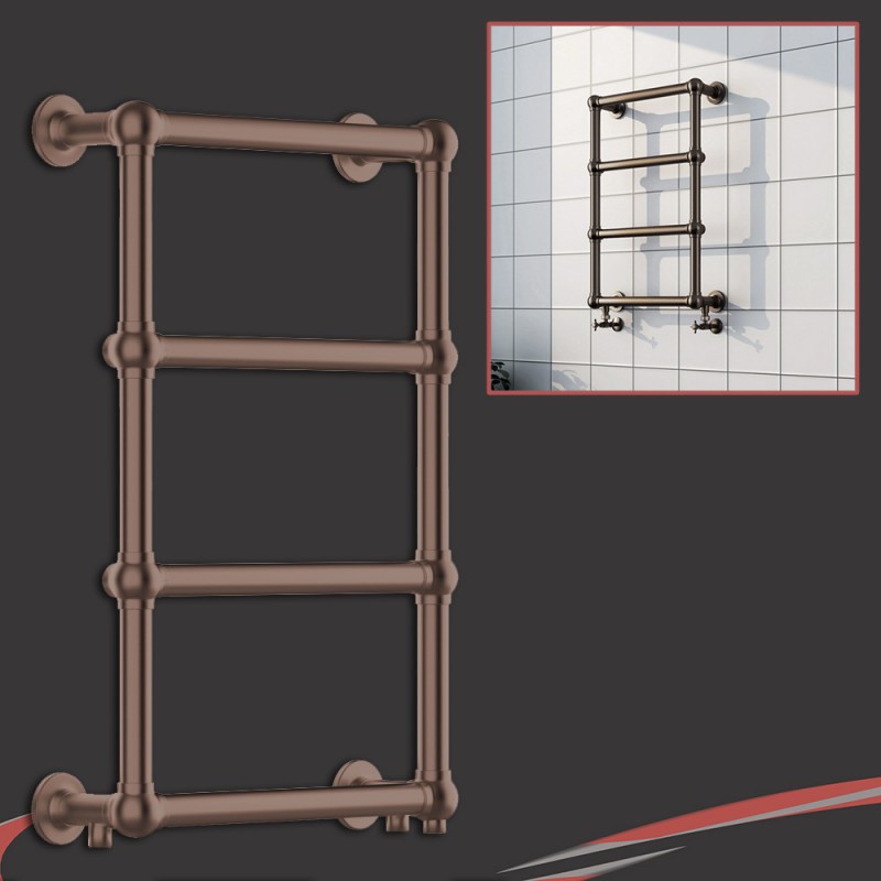 500mm (w) x 750mm (h) "Harley" Brushed Bronze Traditional Wall Mounted Towel Rail Radiator