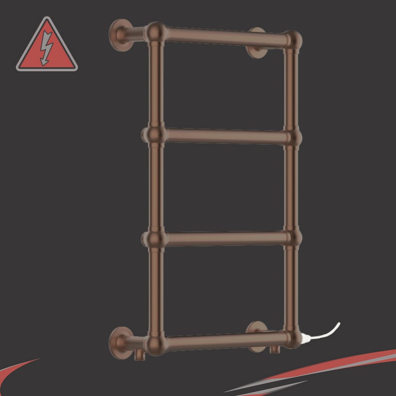 500mm (w) x 750mm (h) "Harley" Brushed Bronze Electric Traditional Towel Rail