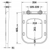 Square Wrapover Soft Close Top Fix Toilet Seat - For use with Ava Toilets - White - Technical Drawing