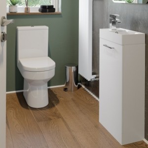 Naha 410mm (w) Floorstanding Basin Unit & Closed Coupled Toilet Pack - Anthracite Gloss