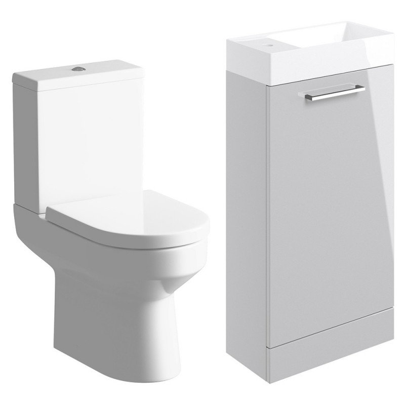 Naha 410mm F/S Basin Unit & C/C Toilet Pack - Grey Gloss