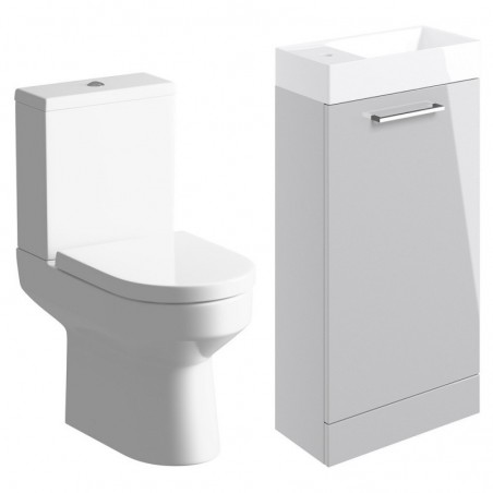 Naha 410mm F/S Basin Unit & C/C Toilet Pack - Grey Gloss