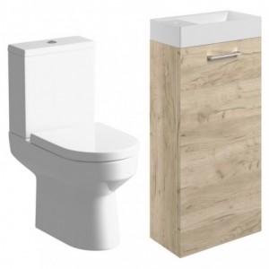 Naha 410mm F/S Basin Unit & C/C Toilet Pack - Oak