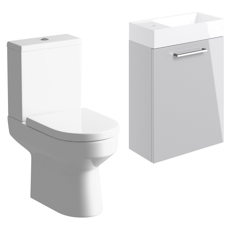 Naha 410mm W/H Basin Unit & C/C Toilet Pack - Grey Gloss