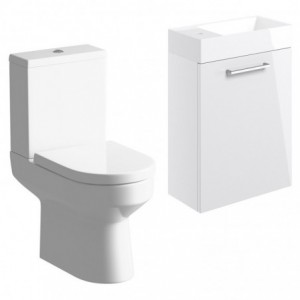 Naha 410mm W/H Basin Unit & C/C Toilet Pack - White Gloss