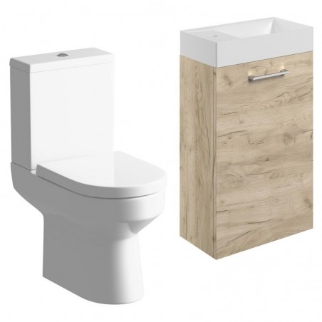 Naha 410mm W/H Basin Unit & C/C Toilet Pack - Oak