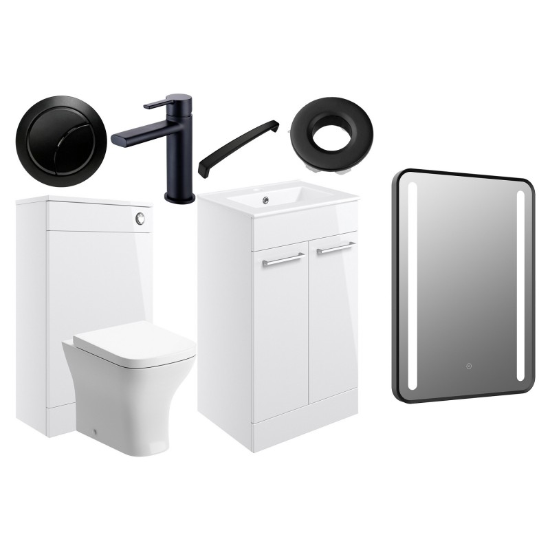 Naha 510mm F/S Furniture Pack - White Gloss w/Black Finishes