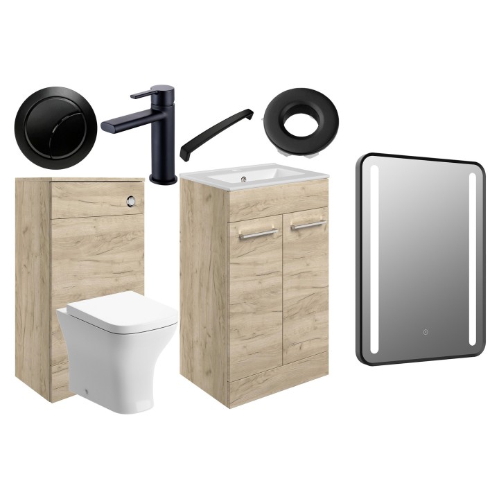 Naha 510mm F/S Furniture Pack - Oak w/Black Finishes