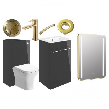 Naha 510mm F/S Furniture Pack - Anthracite Gloss w/Brushed Brass Finishes