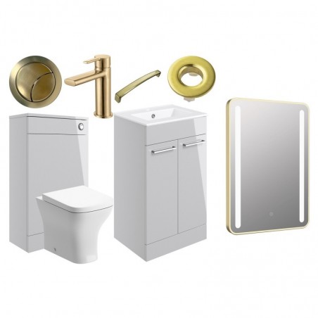 Naha 510mm F/S Furniture Pack - Grey Gloss w/Brushed Brass Finishes