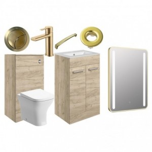 Naha 510mm F/S Furniture Pack - Oak w/Brushed Brass Finishes