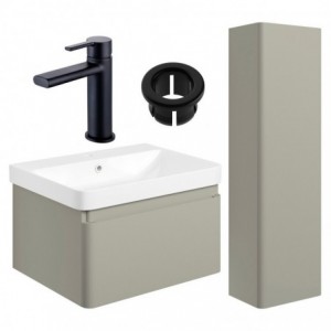 Ares 600mm Basin Unit & Tall Unit Pack - Matt Latte w/Black Finishes