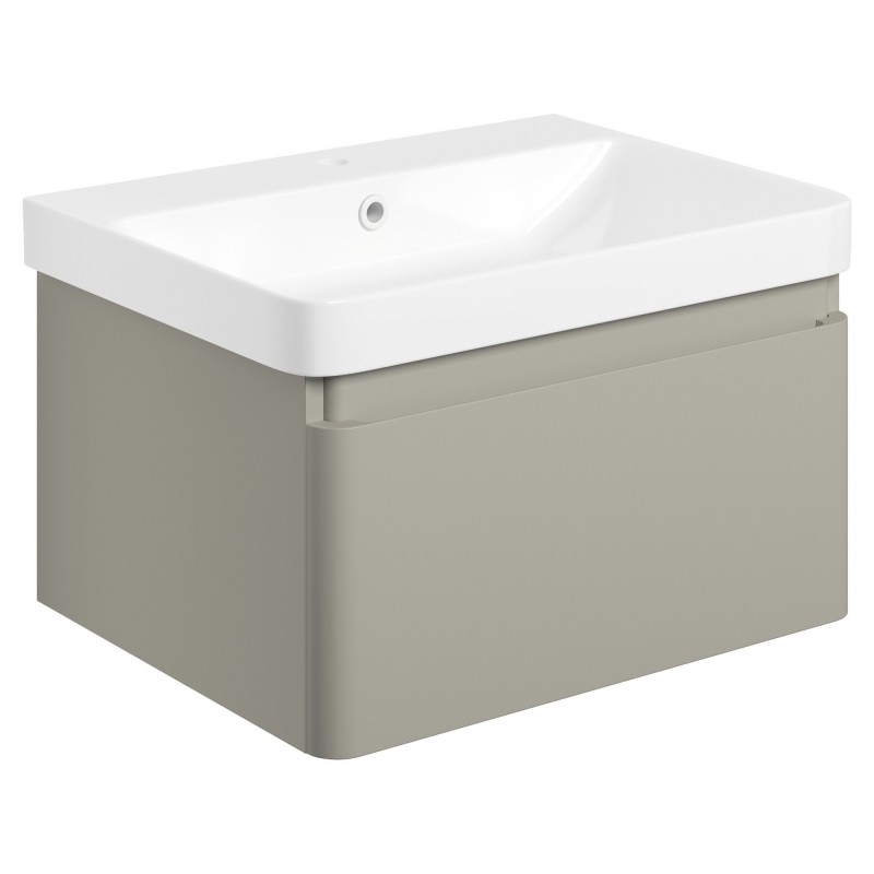 Ares 600mm Basin Unit & Tall Unit Pack - Matt Latte w/Brushed Brass Finishes