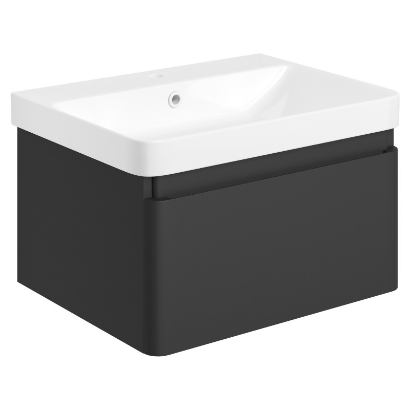 Ares 600mm Basin Unit & Tall Unit Pack - Matt Black w/Brushed Brass Finishes