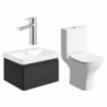 Ares 600mm Basin Unit & Close Coupled WC Pack - Matt Black w/Chrome Finishes