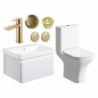 Ares 600mm Basin Unit & Close Coupled WC Pack - Matt White w/Brushed Brass Finishes