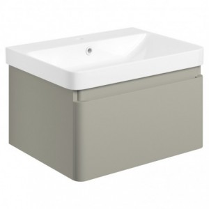 Ares 600mm (w) Basin Unit & Close Coupled Toilet Pack - Matt Latte With Brushed Brass Accents